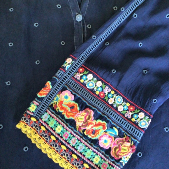 Johnny Was Navy Blue Tunic. Size M, EUC. - Picture 8 of 8